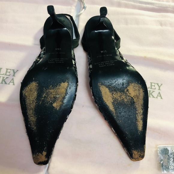 Badgley Mischika Black Heels With Beads and Sequin - Picture 8 of 12